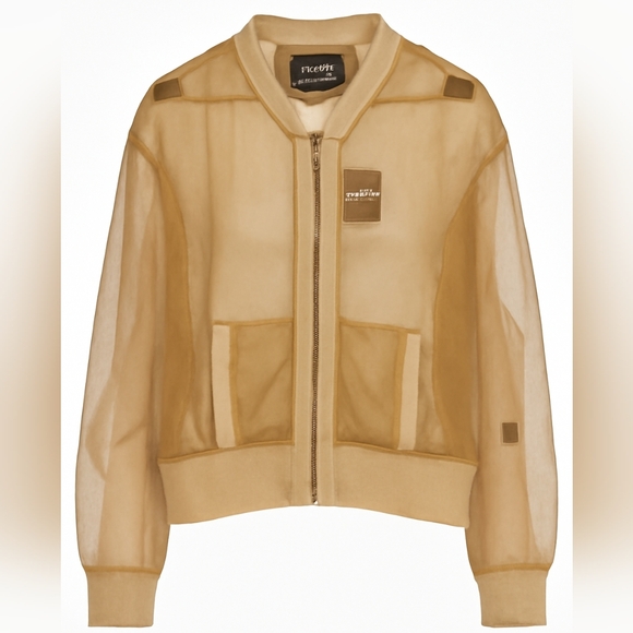 GSTQ Jackets & Blazers - GSTQ Sheer Metallic Gold Bomber Jacket Women's Size 3X NWT